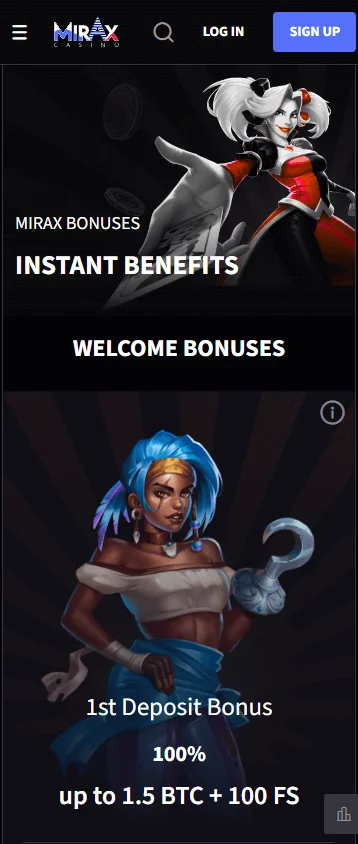 Mirax Casino mobile promotions interface with casino offers